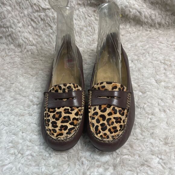 Vionic Piper Loafers Leather Brown & calf leather Leopard  print SZ9 - Picture 4 of 9